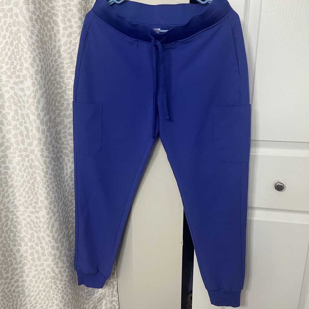 Blue Scrub Jogger Pants with Drawstring